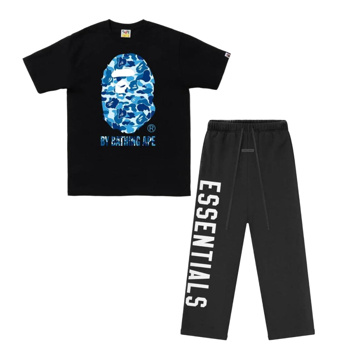 BAPE Tee + Essentials Housut Bundle