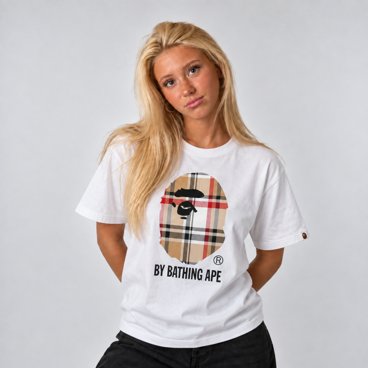 BAPE Check T-Shirt White Beige