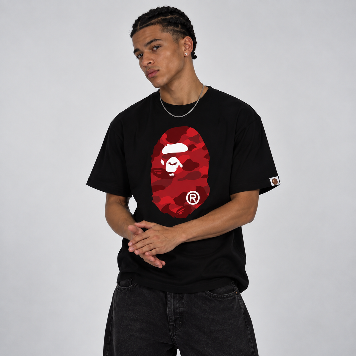 BAPE Color Camo Big Ape Head T-Shirt Black Red