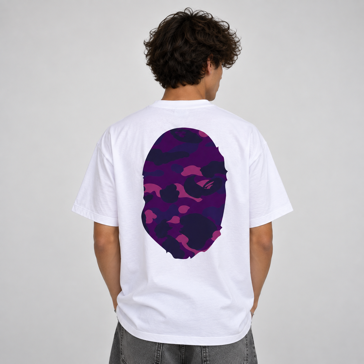 BAPE Color Camo Big Ape Head T-Shirt White Purple