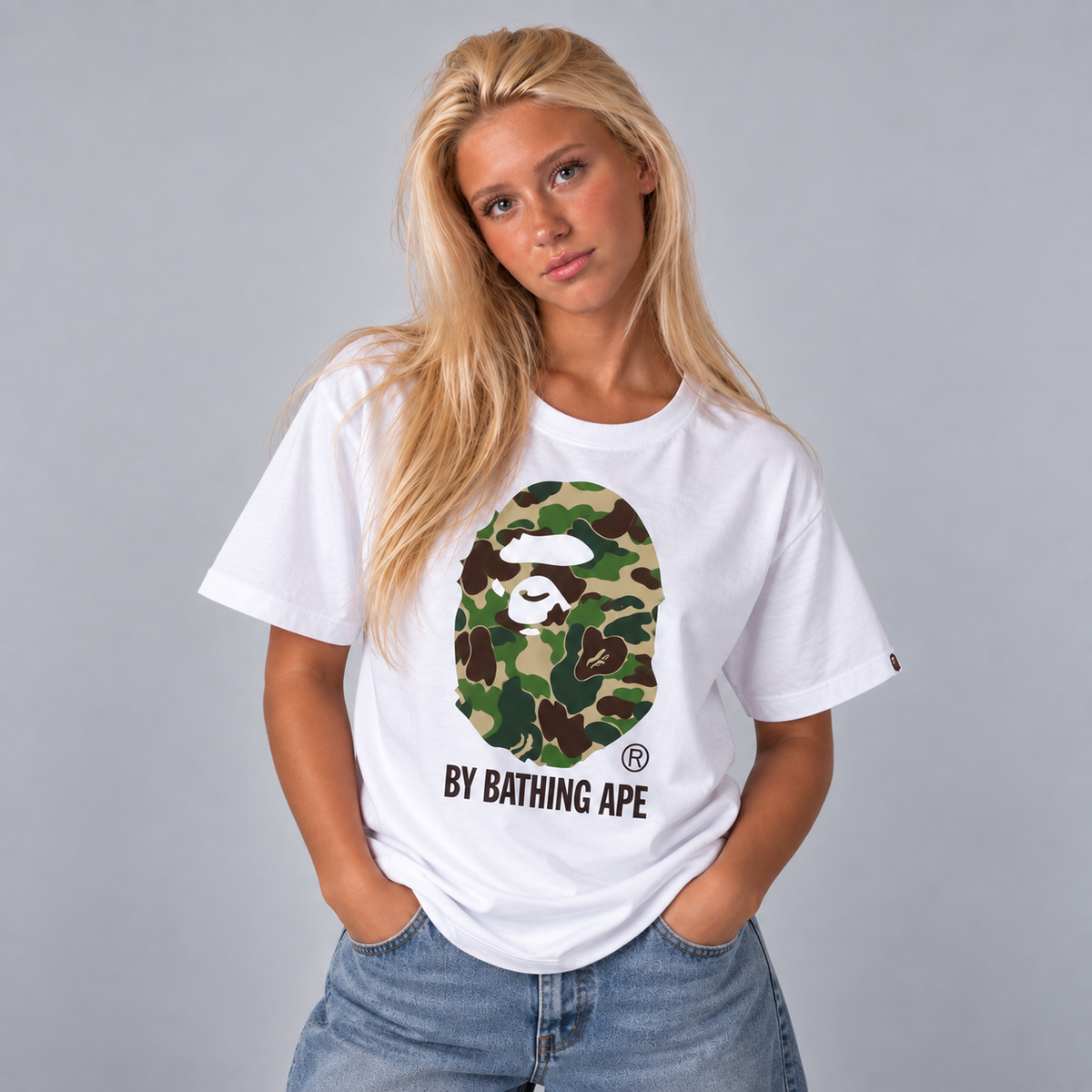 BAPE Color Camo Big Ape Head T-Shirt White Green