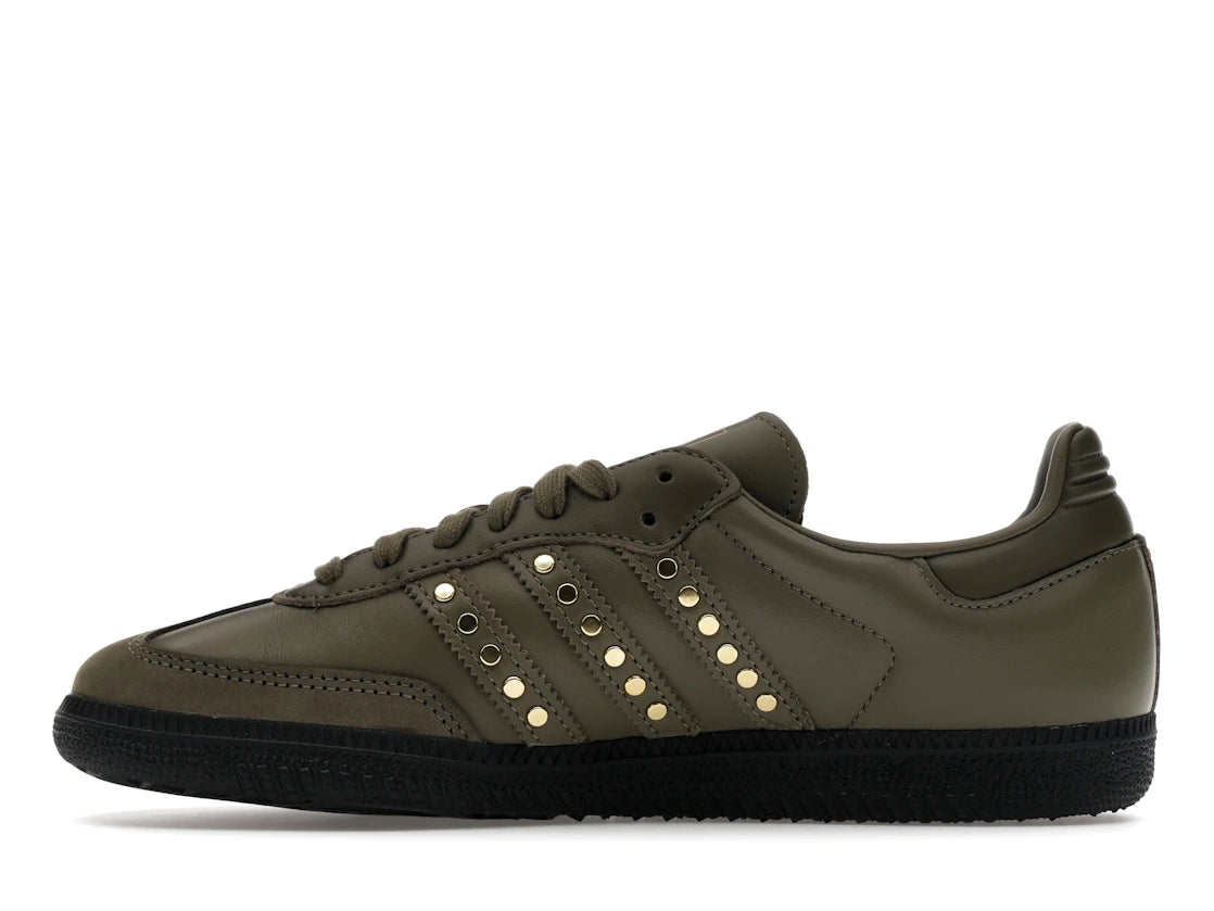 adidas Samba OG Studded Stripes Dark Khaki Black (Women's)